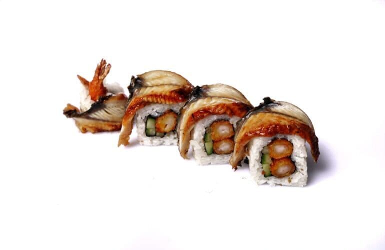 Dragon Roll mit Ebi Fry und Unagi, Sushi Take Away Zürich